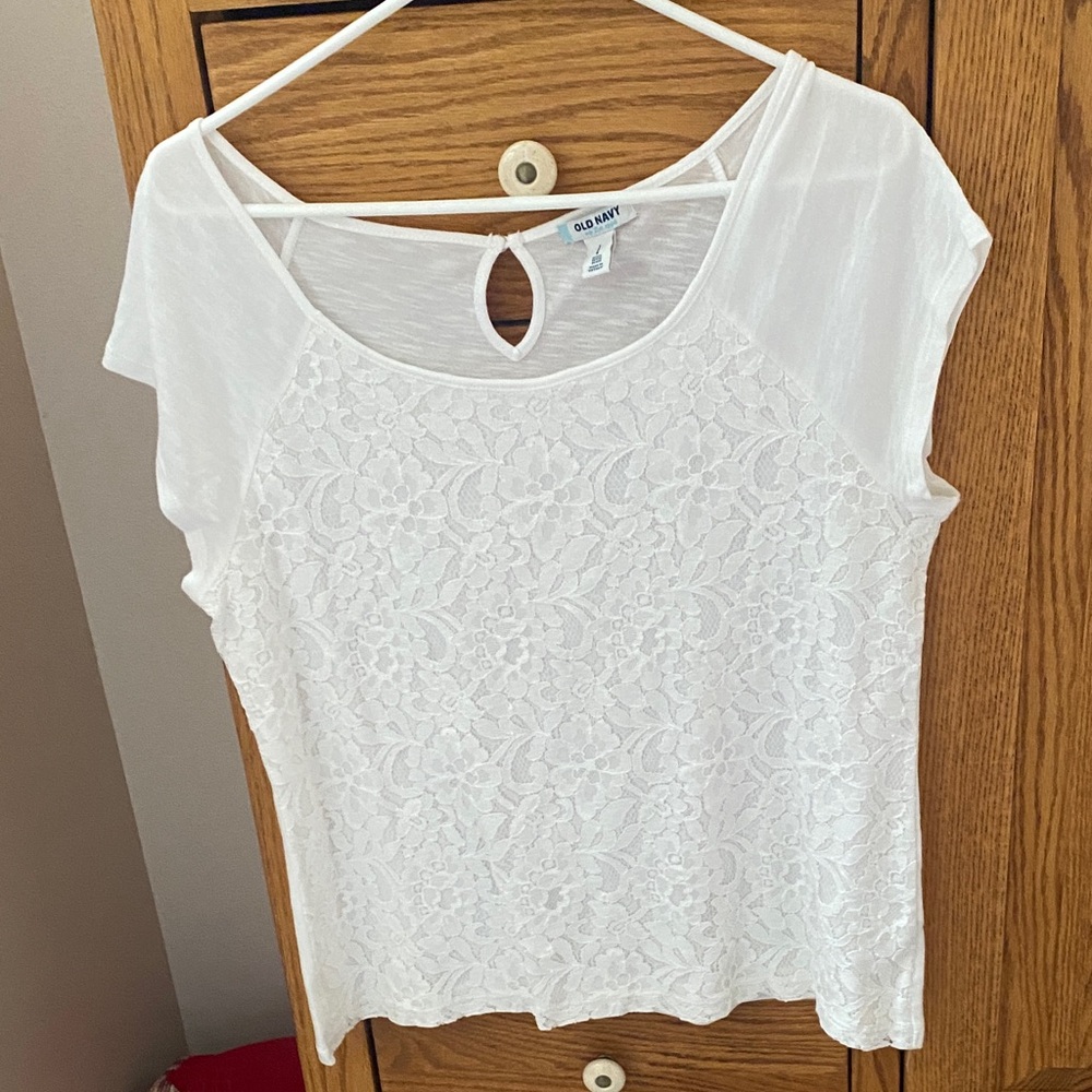 Old Navy Women's White Floral Lace Blouse